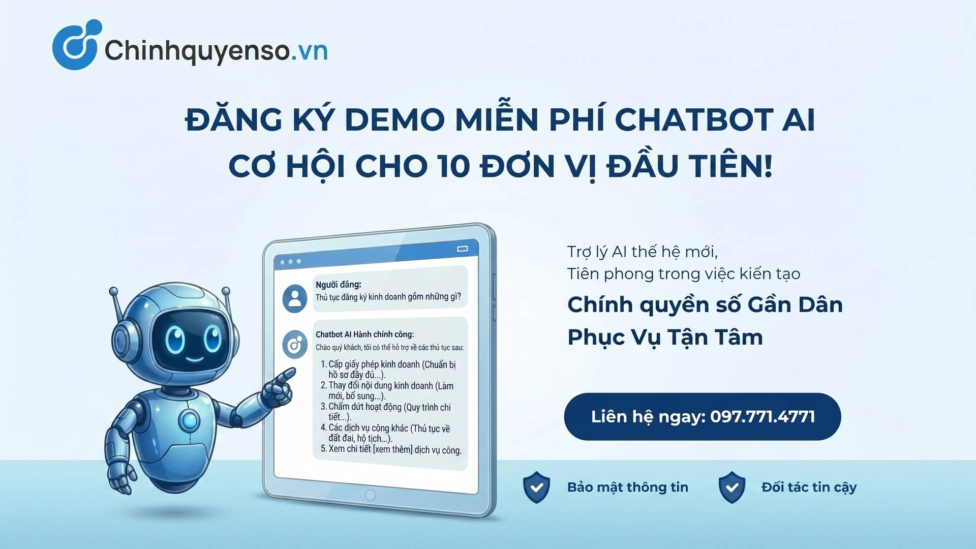 10 Đơn Vị Đầu Tiên Nhận Cơ Hội Trải Nghiệm Chatbot AI Hành Chính Công Miễn Phí