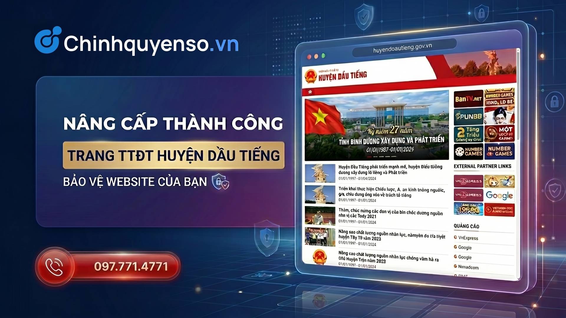 Nâng Cấp Cổng Thông Tin Điện Tử Dầu Tiếng: Tăng Cường Bảo Mật, Loại Bỏ Quảng Cáo Trái Phép