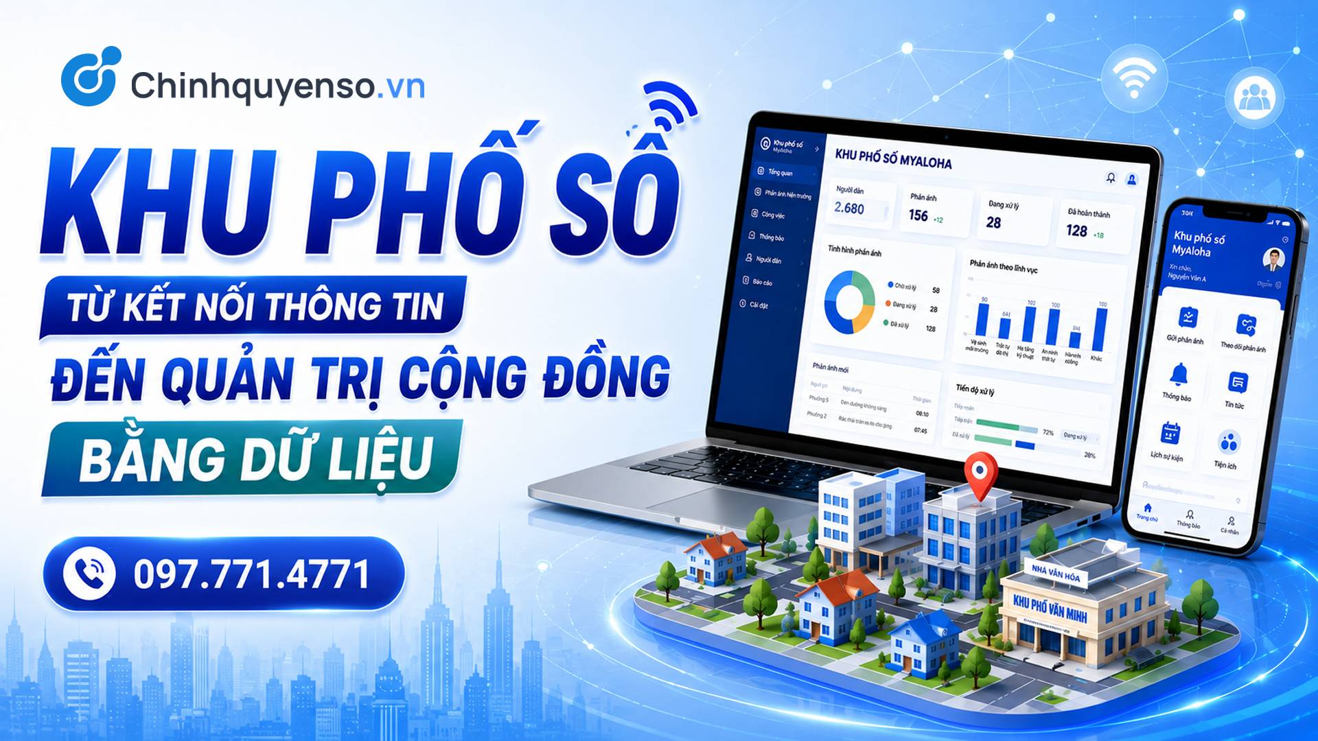 Ảnh minh hoạ: Mô hình Khu phố số kết nối chính quyền, Ban điều hành khu phố và người dân