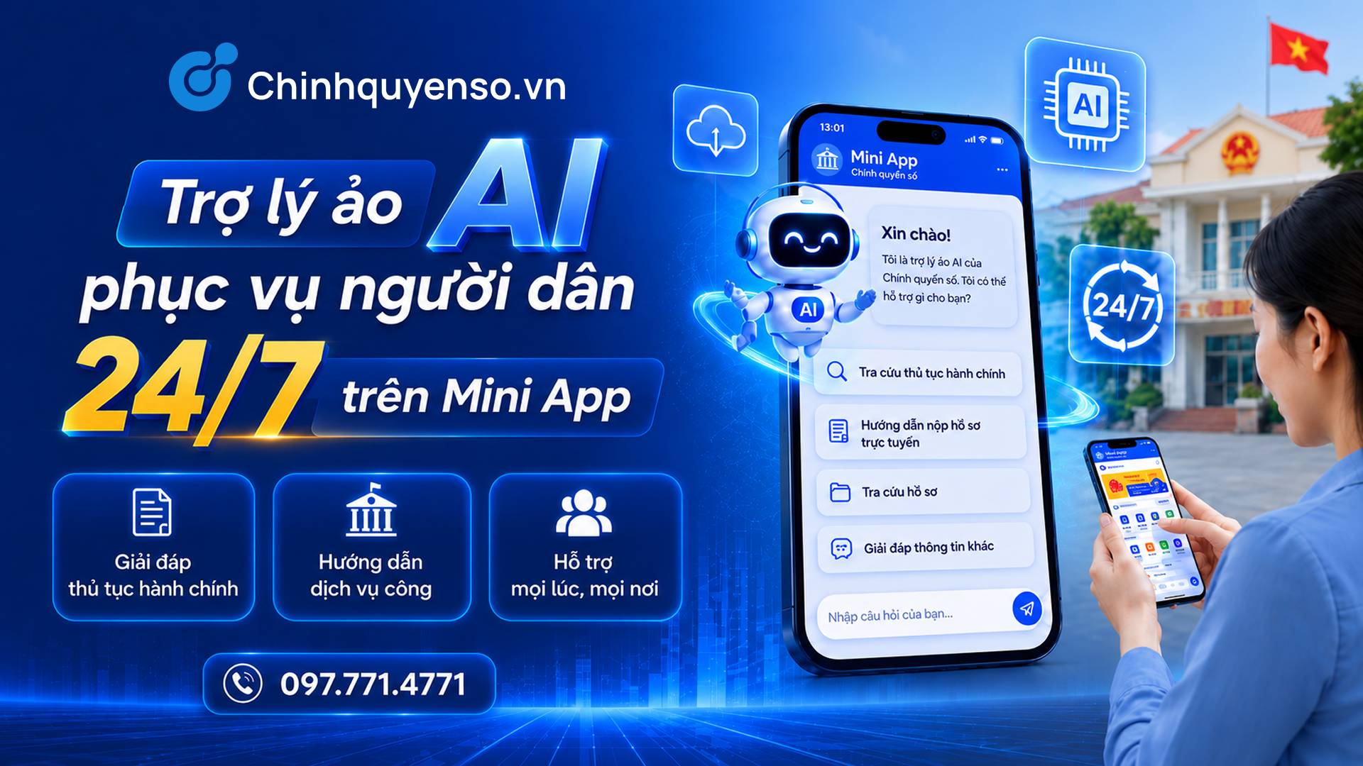 Trợ lý ảo AI phục vụ người dân 24/7 trên Mini App