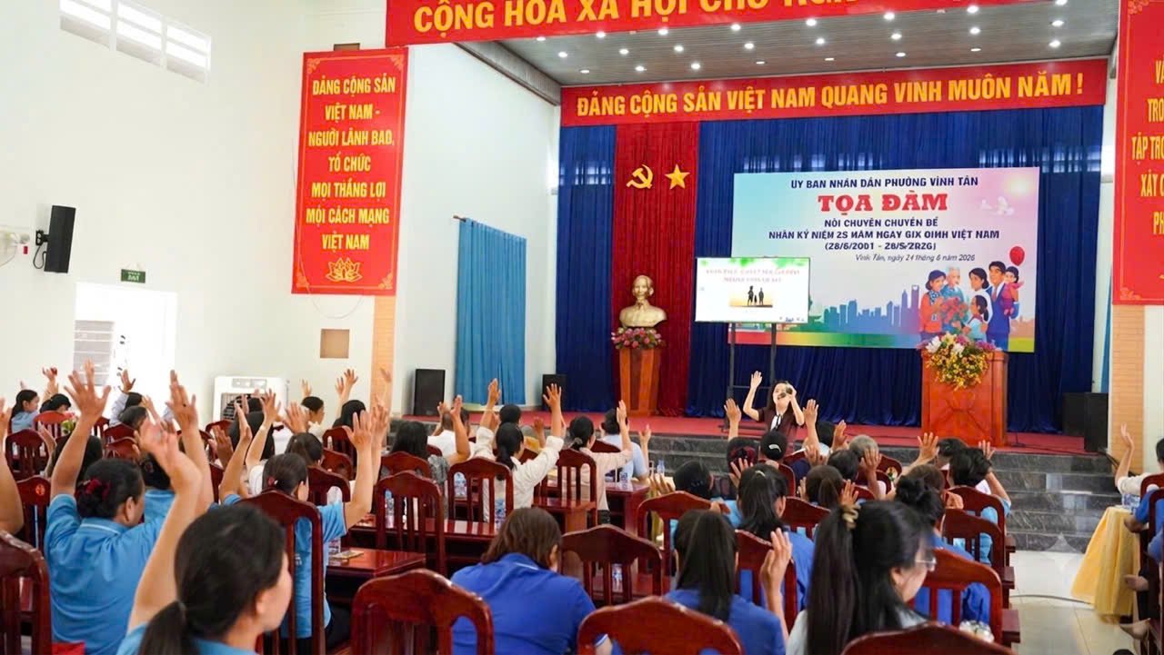 PHƯỜNG VĨNH TÂN TỔ CHỨC TỌA ĐÀM NÓI CHUYỆN CHUYÊN ĐỀ NHÂN KỶ NIỆM 25 NĂM NGÀY GIA ĐÌNH VIỆT NAM (28/6/2001 - 28/6/2026)