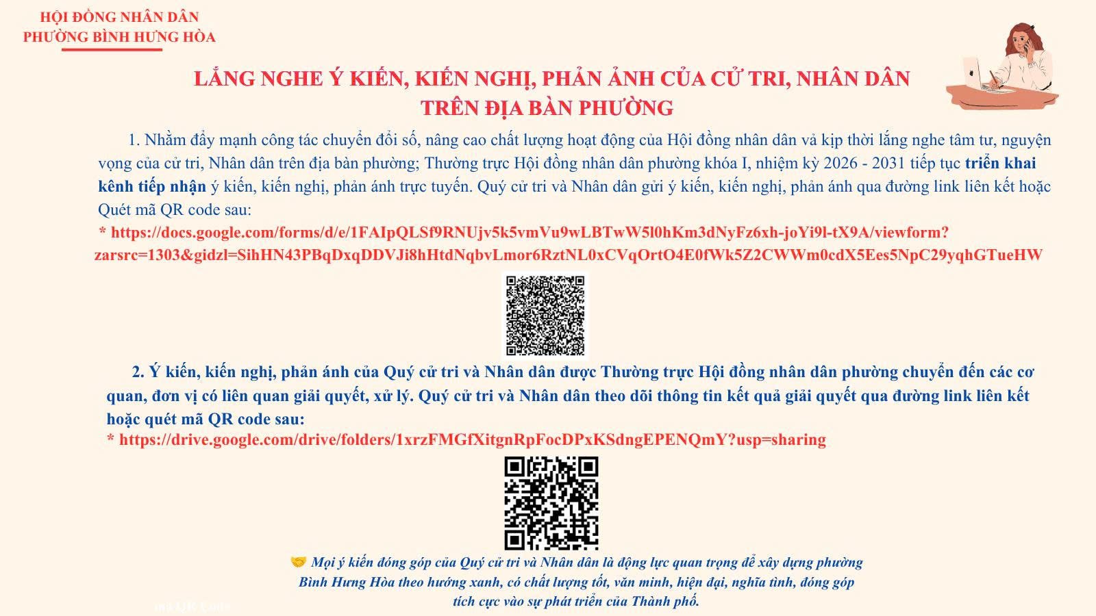 LẮNG NGHE Ý KIẾN, KIẾN NGHỊ, PHẢN ÁNH CỦA CỬ TRI VÀ NHÂN DÂN TRÊN ĐỊA BÀN PHƯỜNG