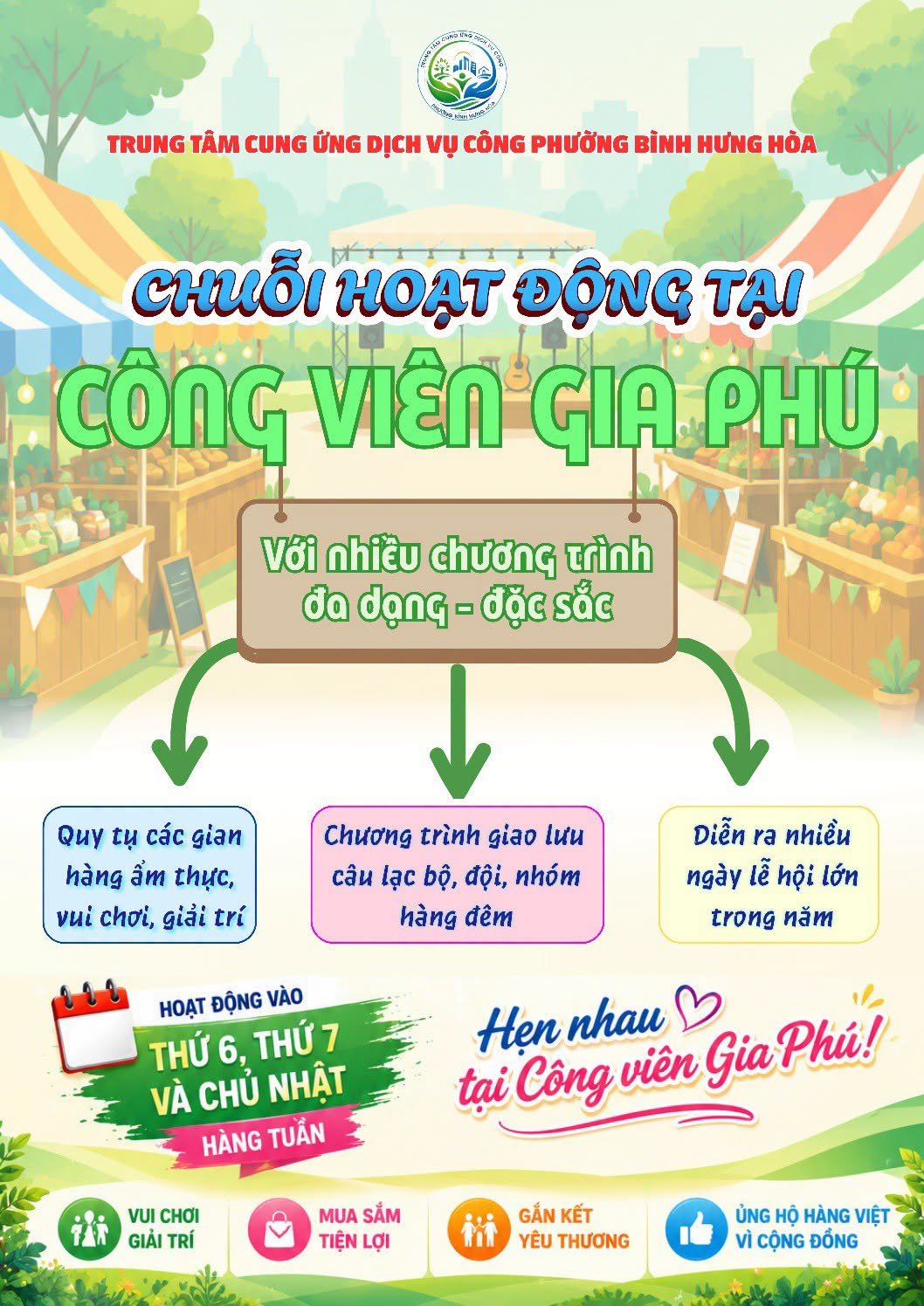 CÔNG VIÊN GIA PHÚ - ĐỊA ĐIỂM VUI CHƠI ĐẶC SẮC TẠI PHƯỜNG BÌNH HƯNG HÒA