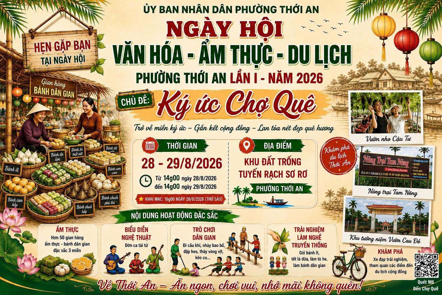🌿 NGÀY HỘI VĂN HÓA – ẨM THỰC – DU LỊCH PHƯỜNG THỚI AN LẦN I – NĂM 2026 🌿
