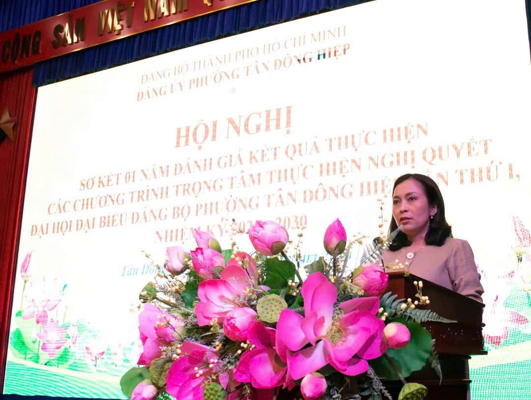 PHƯỜNG TÂN ĐÔNG HIỆP SƠ KẾT 01 NĂM THỰC HIỆN CÁC CHƯƠNG TRÌNH TRỌNG TÂM THEO NGHỊ QUYẾT ĐẠI HỘI ĐẢNG BỘ PHƯỜNG LẦN THỨ I