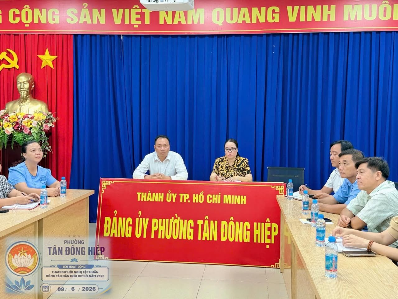 Cán bộ Mặt trận phường tham dự hội nghị trực tuyến tập huấn công tác dân chủ ở cơ sở năm 2026