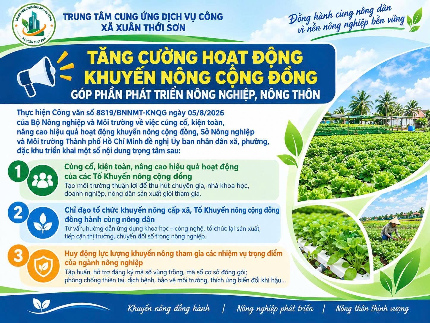CỦNG CỐ, KIỆN TOÀN VÀ NÂNG CAO HIỆU QUẢ KHUYẾN NÔNG CỘNG ĐỒNG TRÊN ĐỊA BÀN XÃ XUÂN THỚI SƠN