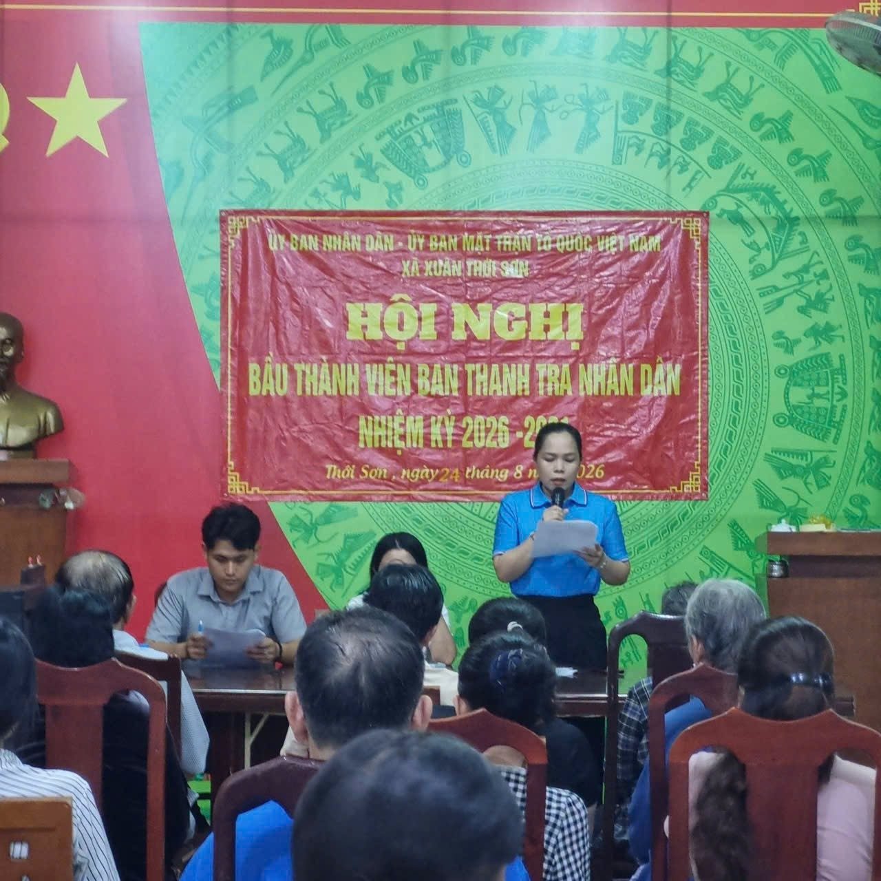 ẤP THỚI SƠN TỔ CHỨC HỘI NGHỊ BẦU THÀNH VIÊN BAN THANH TRA NHÂN DÂN XÃ XUÂN THỚI SƠN, NHIỆM KỲ 2026 – 2031
